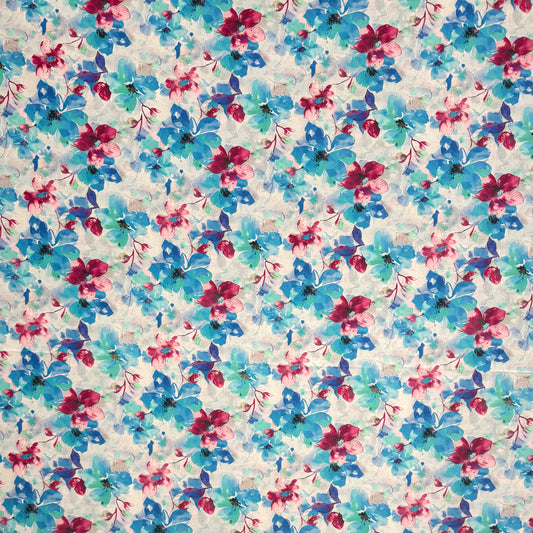 Viscose Printed Challis Summer Fun Bluezies