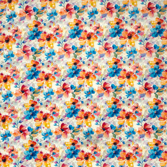 Viscose Printed Challis Summer Fun Teal