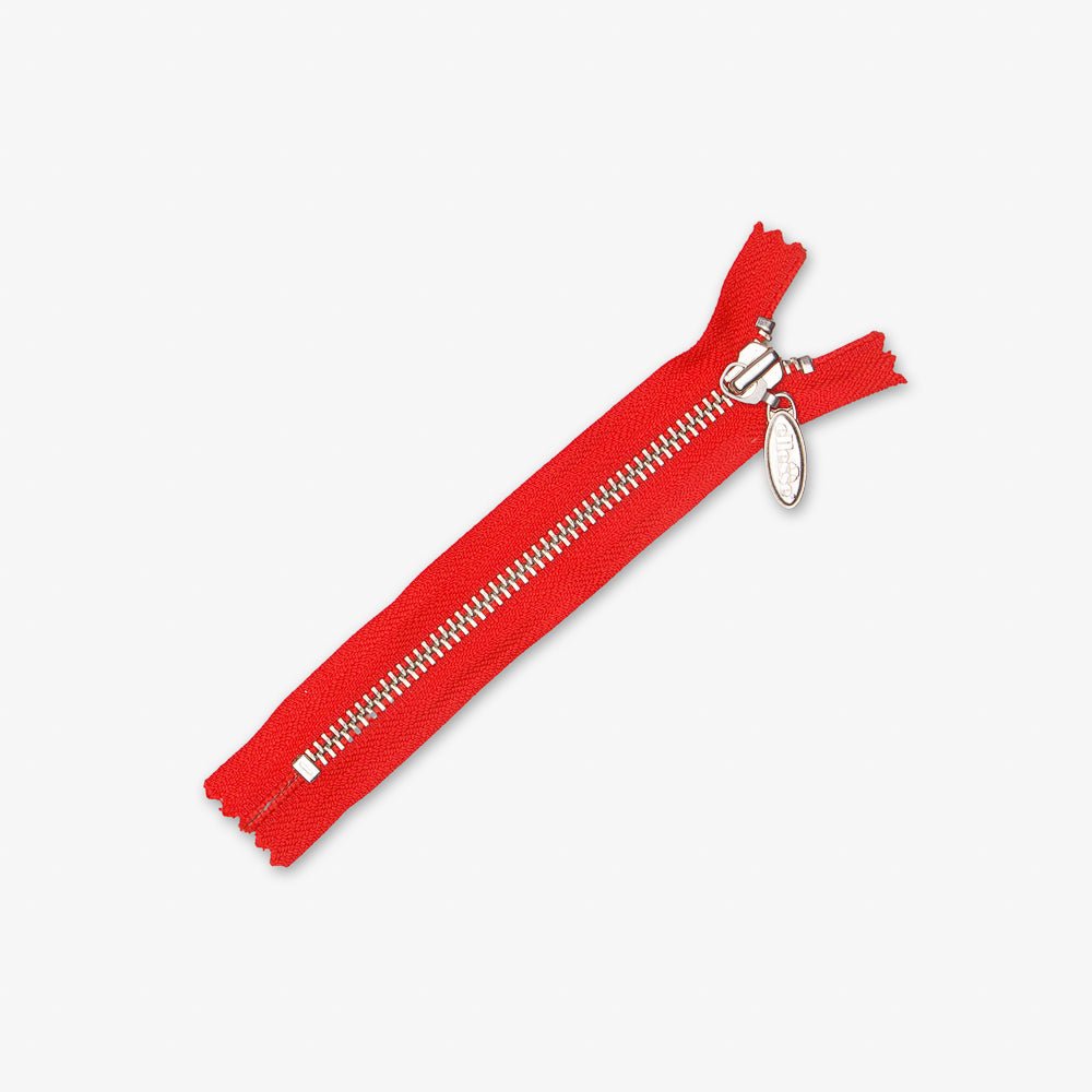 Metal Zips Red - 15cm - Ragland Fabrics