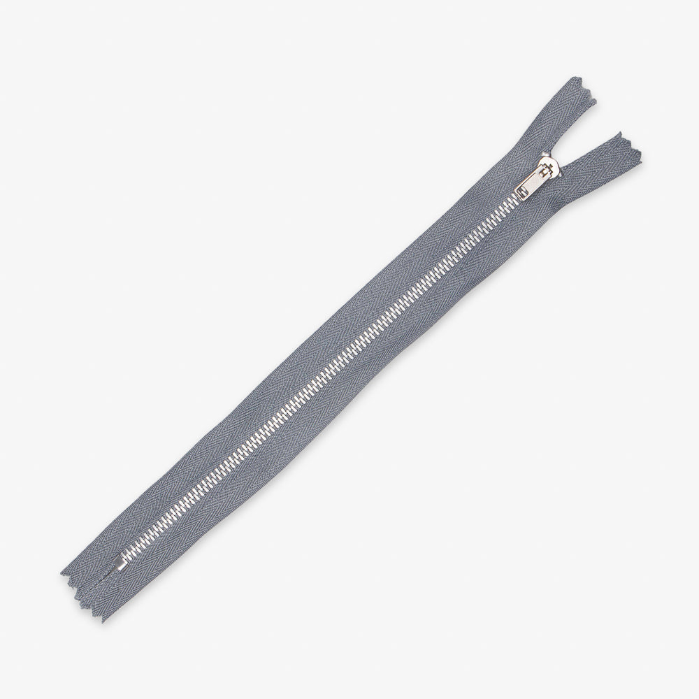 Metal Trouser Zips Grey - 20cm
