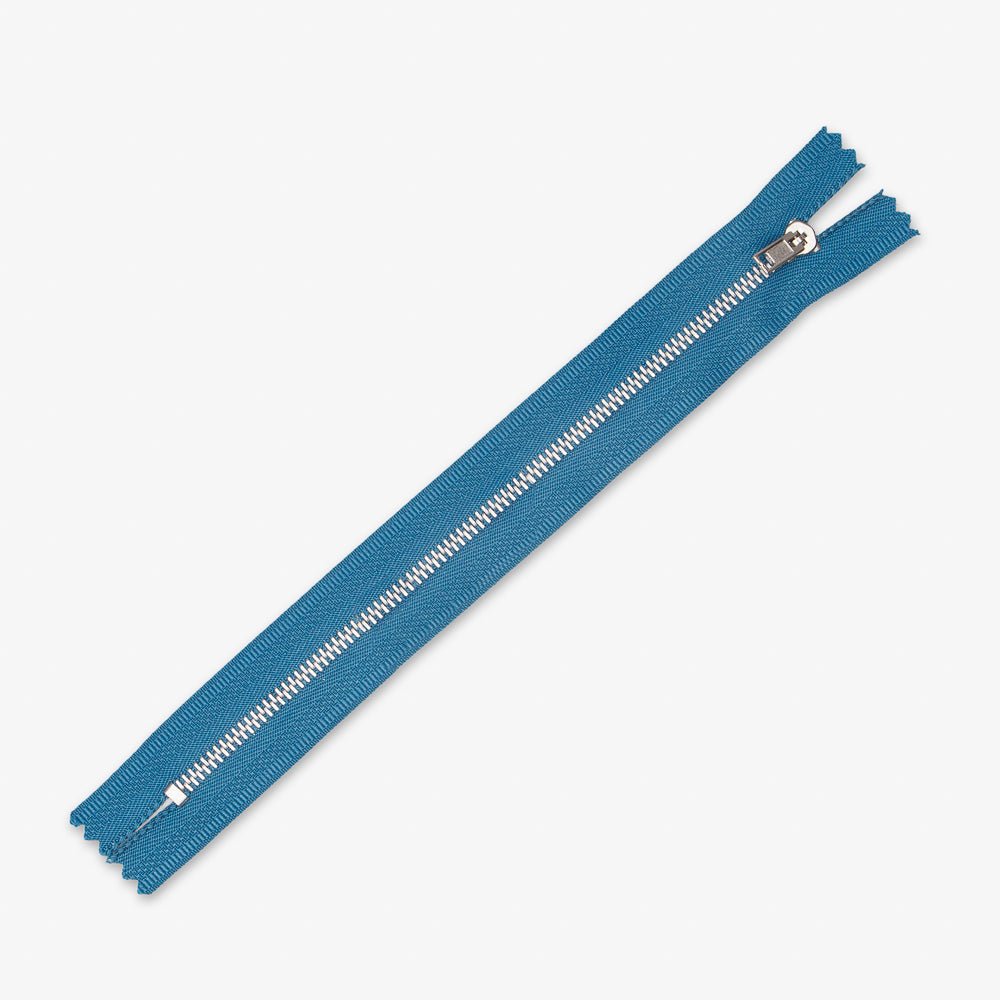 Metal Trouser Zips Turkish Blue - 20cm - Ragland Fabrics