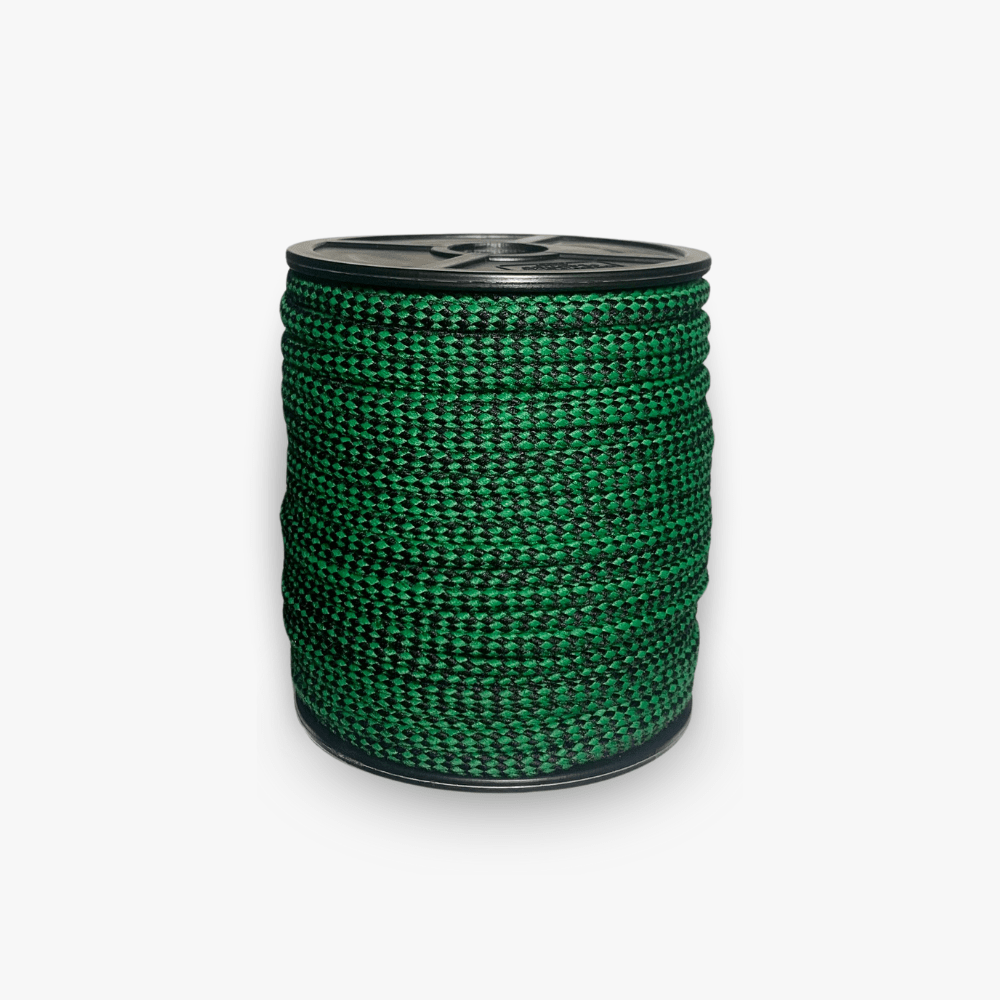 Draw Cord 3mm Black & Green Check (25met) - Ragland Fabrics