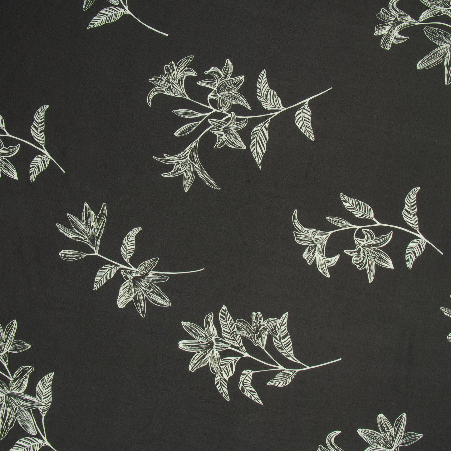 Viscose Challis Black White Floral