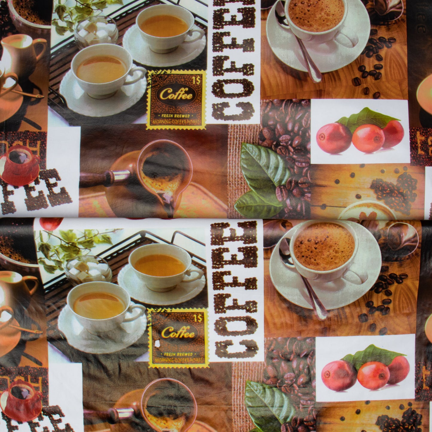 Printed PVC Table Cloth #CO-2349-1 Coffee