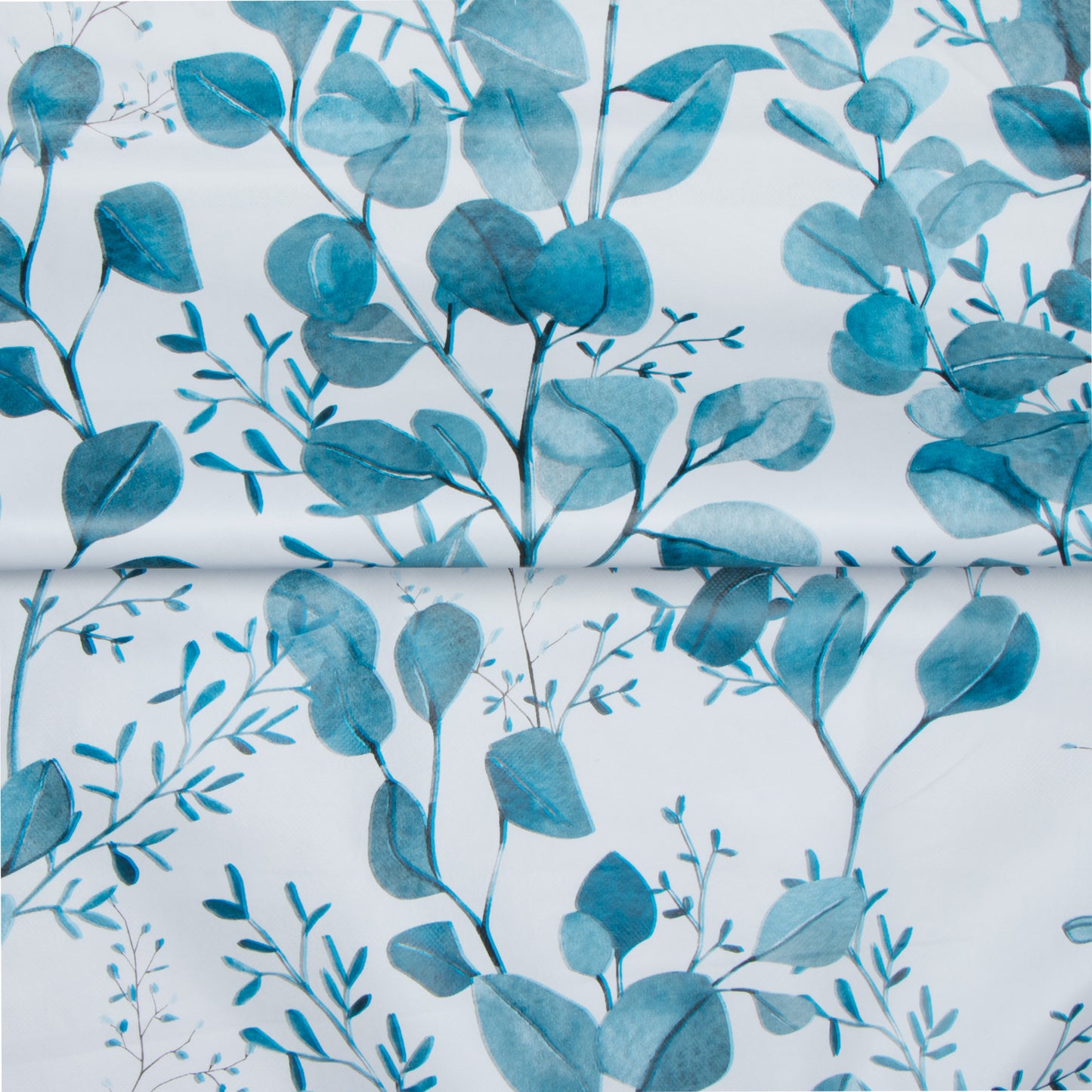 Printed PVC Table Cloth #M-6614-3 Leaf Blue