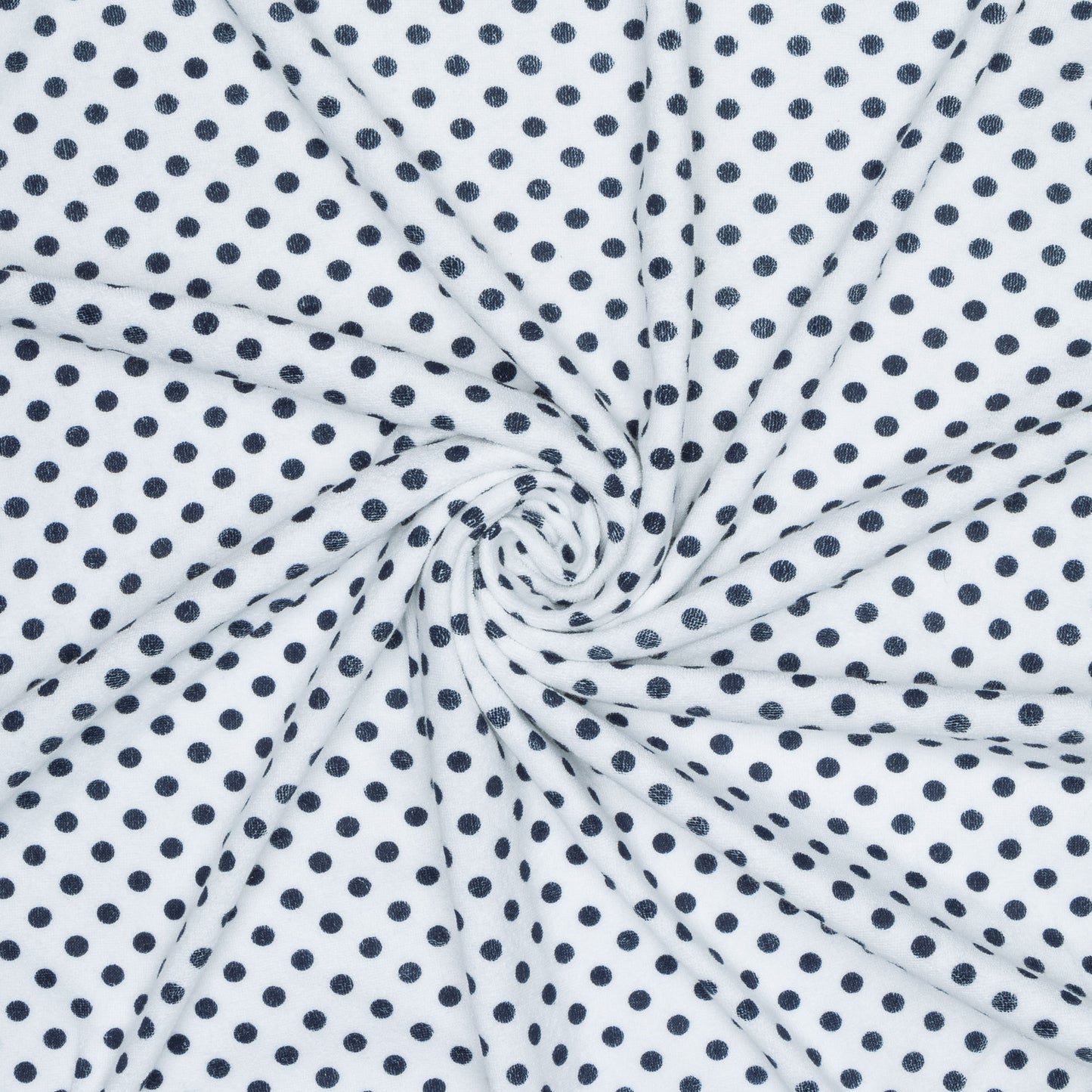 Printed Stretch Towelling Navy Dot - Ragland Fabrics