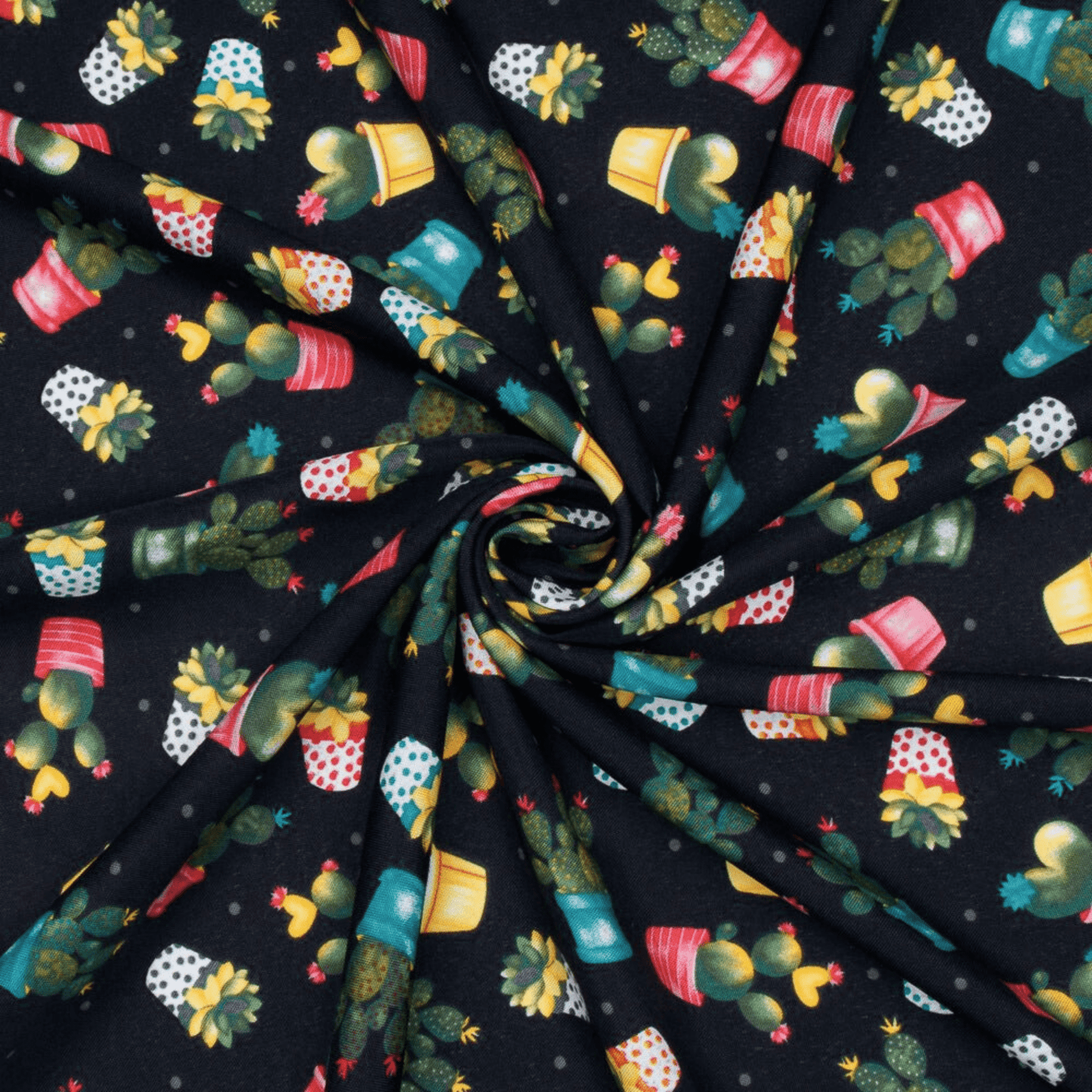 Printed Mini Matt Desert Plant Black 150cm - Ragland Fabrics