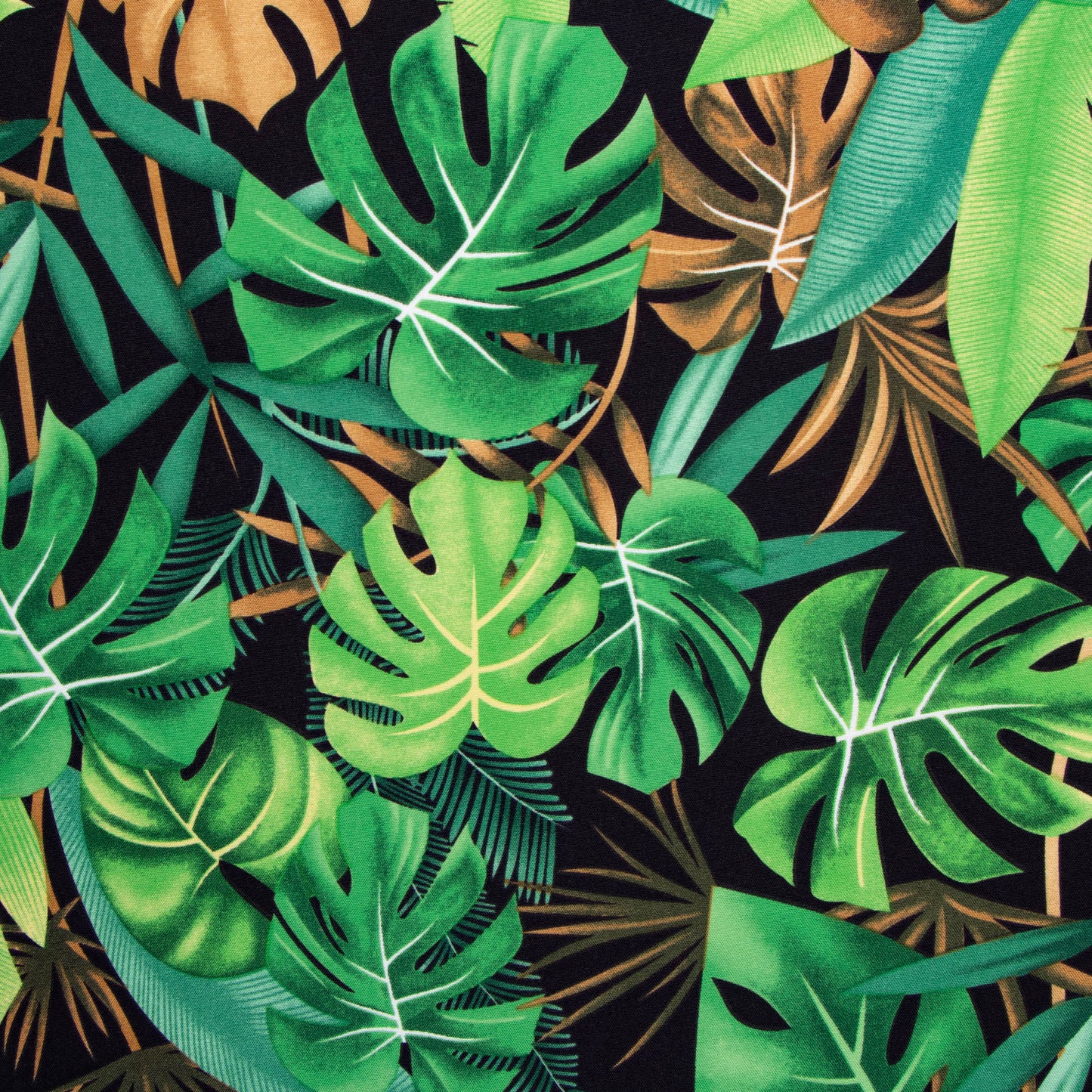 Printed Mini Matt Jungle Leaf Black - Ragland Fabrics