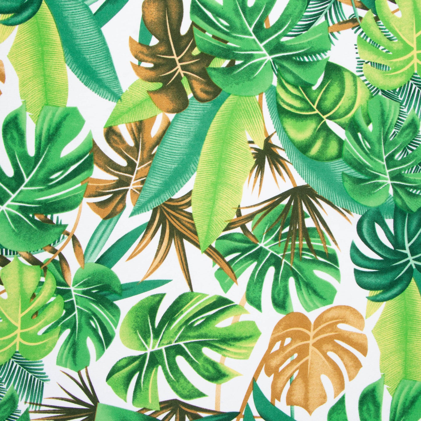 Printed Mini Matt Jungle Leaf White - Ragland Fabrics