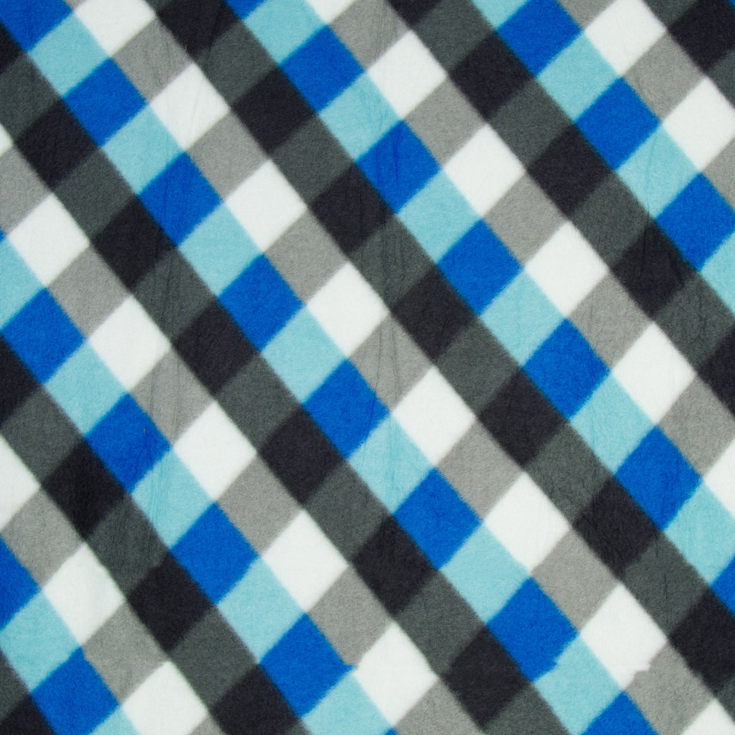 Printed Polar Fleece Blues Check - Ragland Fabrics