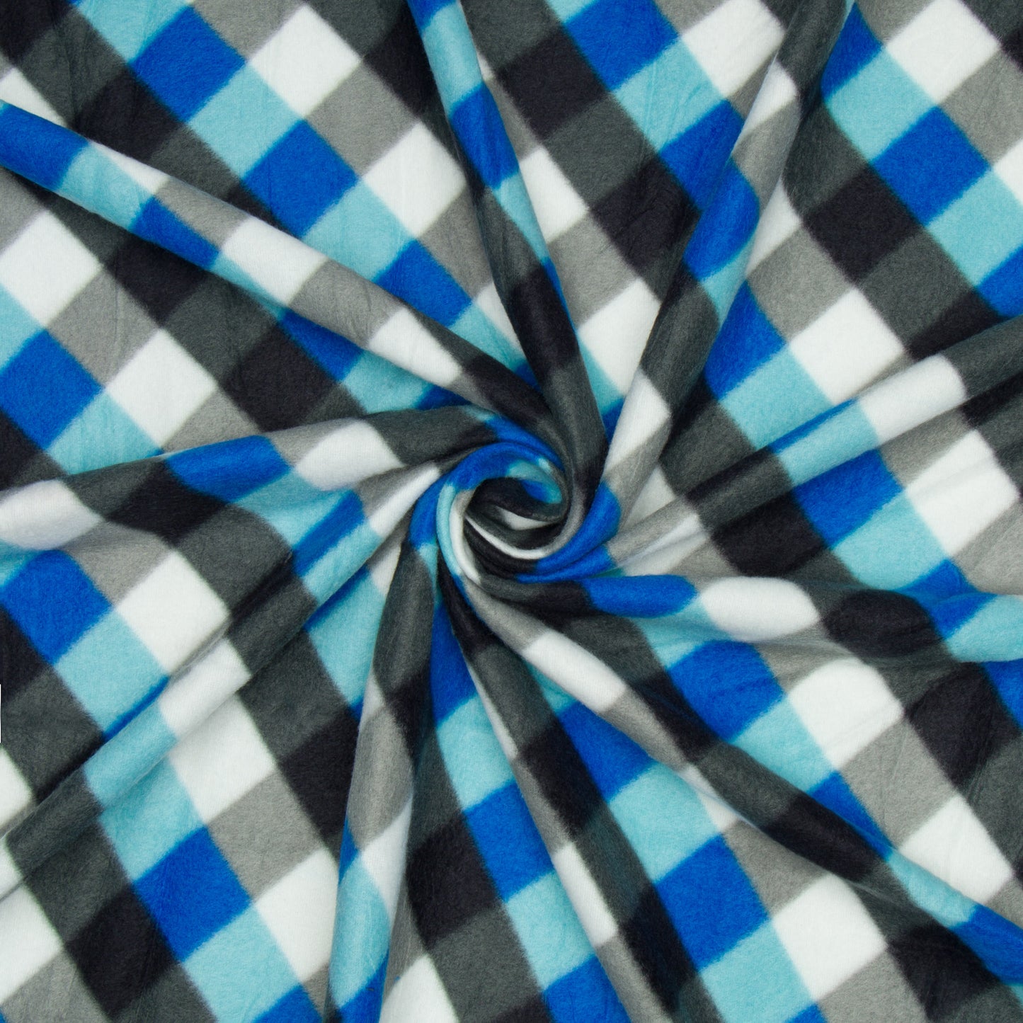 Printed Polar Fleece Blues Check - Ragland Fabrics