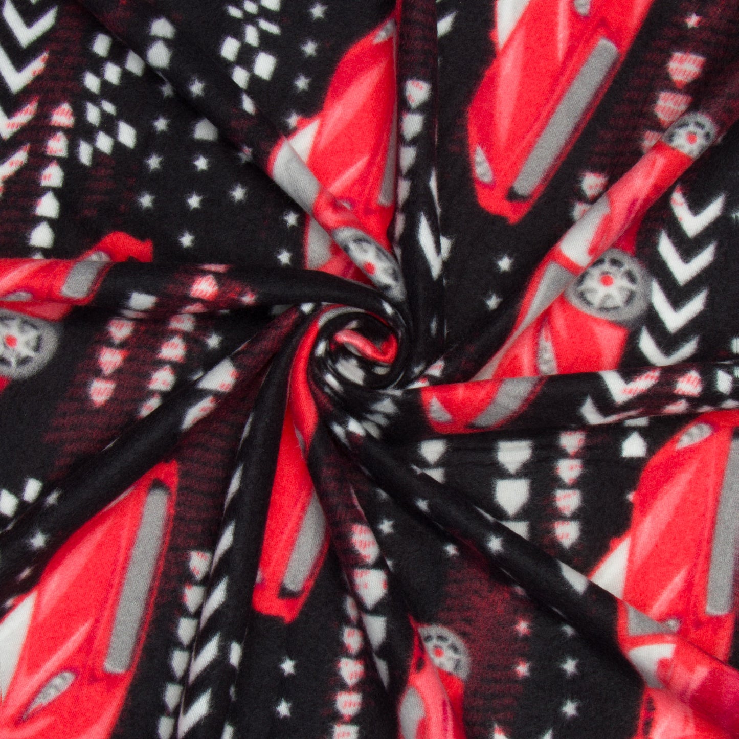 Printed Polar Fleece Le Mans Black - Ragland Fabrics