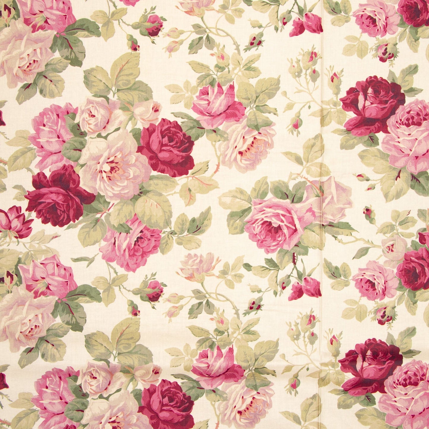 Quilting Cotton 100% Des 4 Cream - Big Roses - Ragland Fabrics