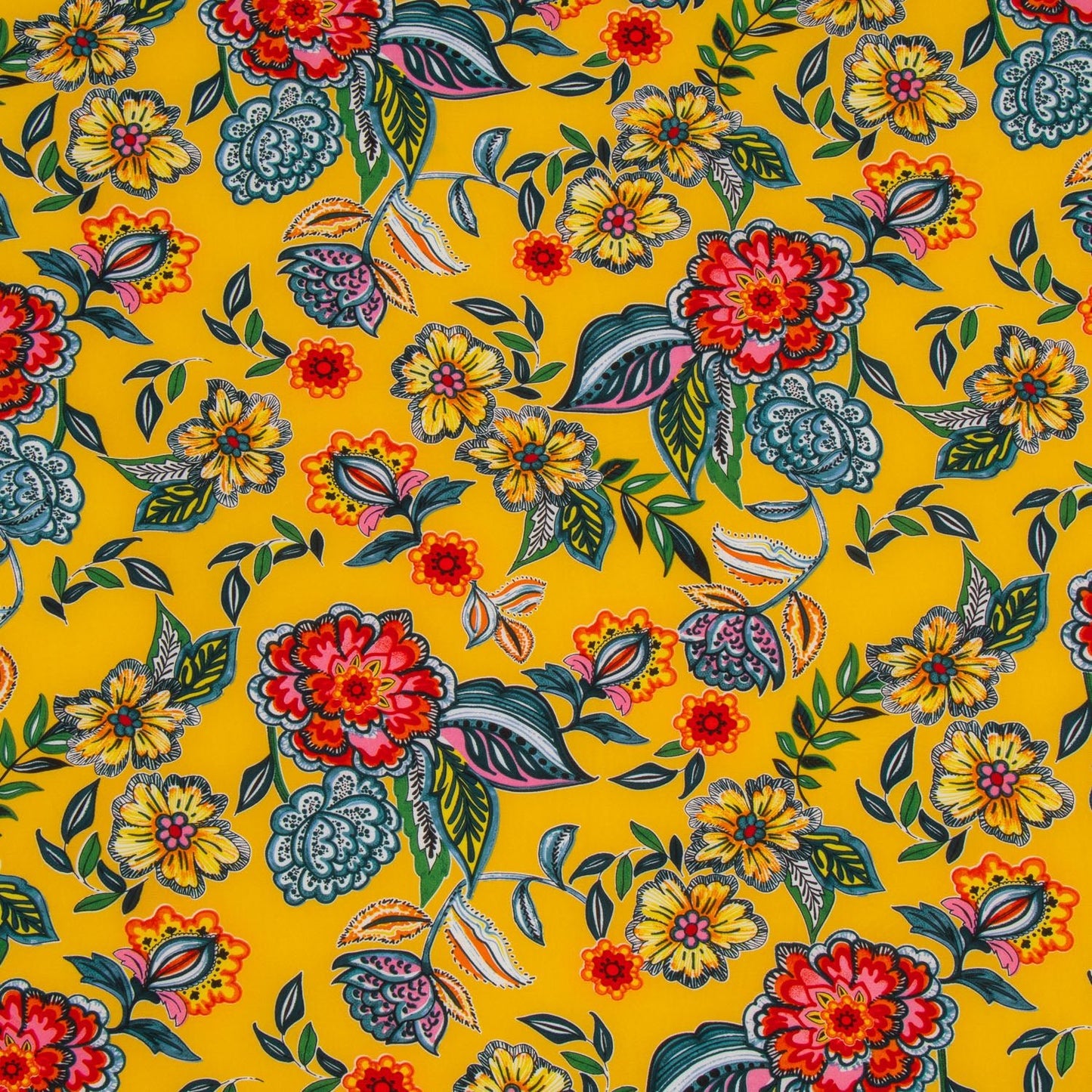 Printed Super Soft Mustard Floral Multi - Ragland Fabrics