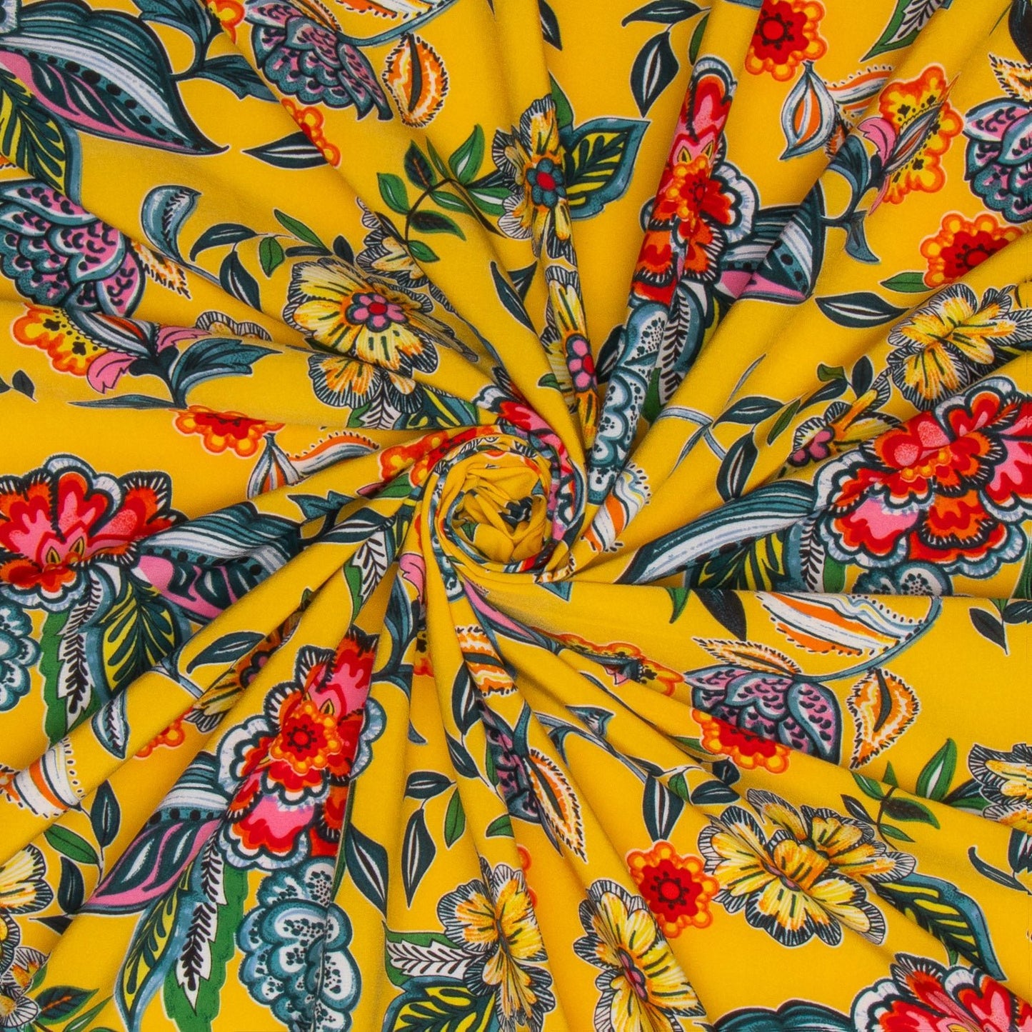Printed Super Soft Mustard Floral Multi - Ragland Fabrics