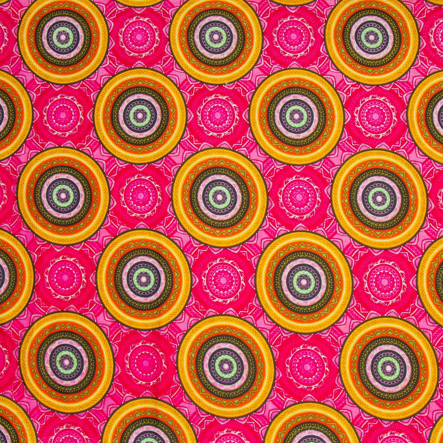 Cotton Wax Prints Circles of Colour Pink - Ragland Fabrics