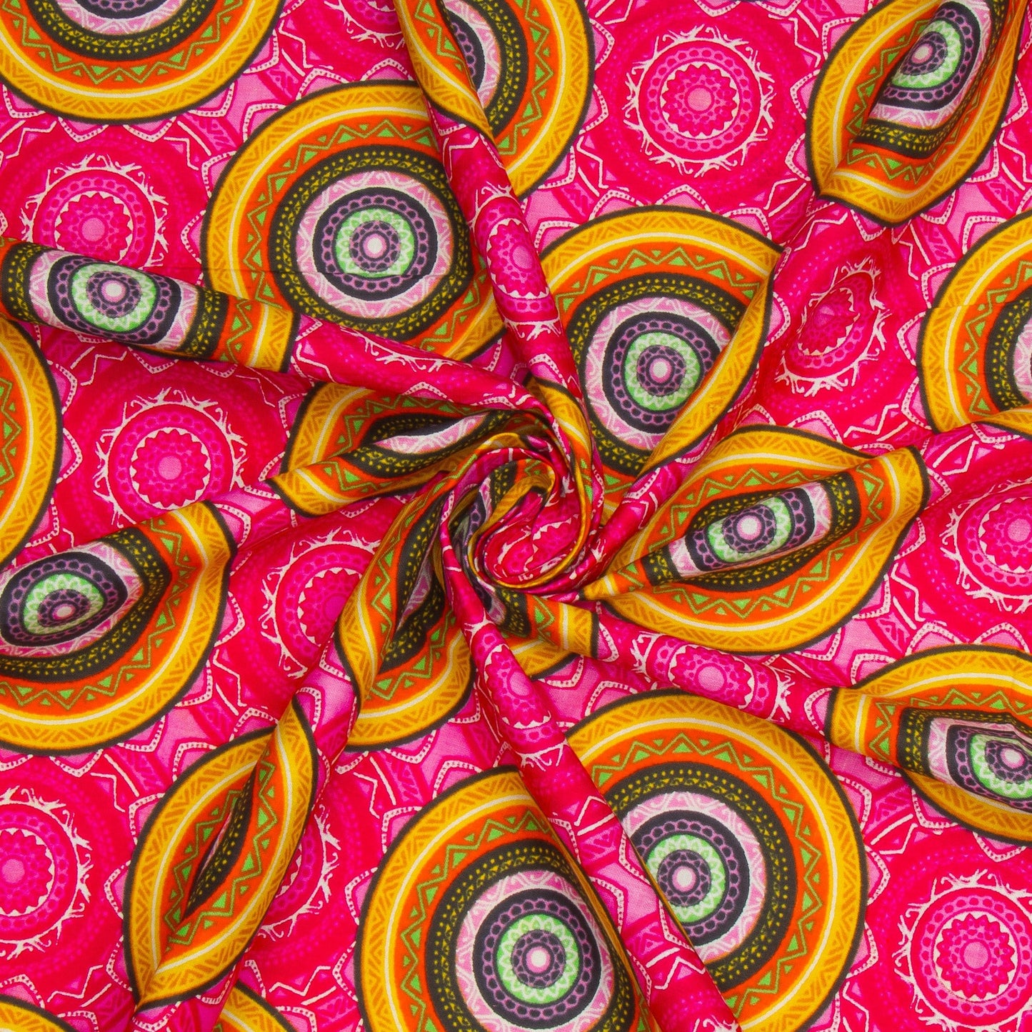 Cotton Wax Prints Circles of Colour Pink - Ragland Fabrics