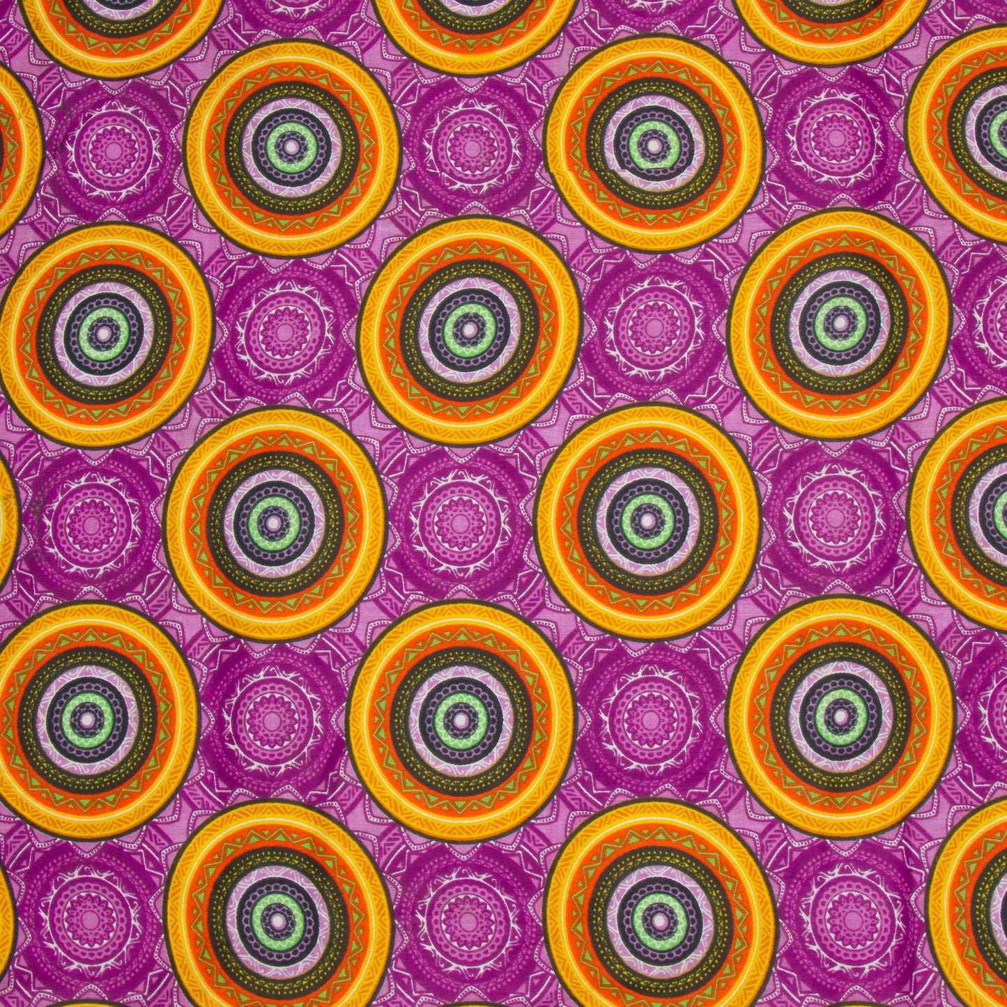 Cotton Wax Prints Circles of Colour Purple - Ragland Fabrics