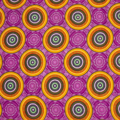 Cotton Wax Prints Circles of Colour Purple