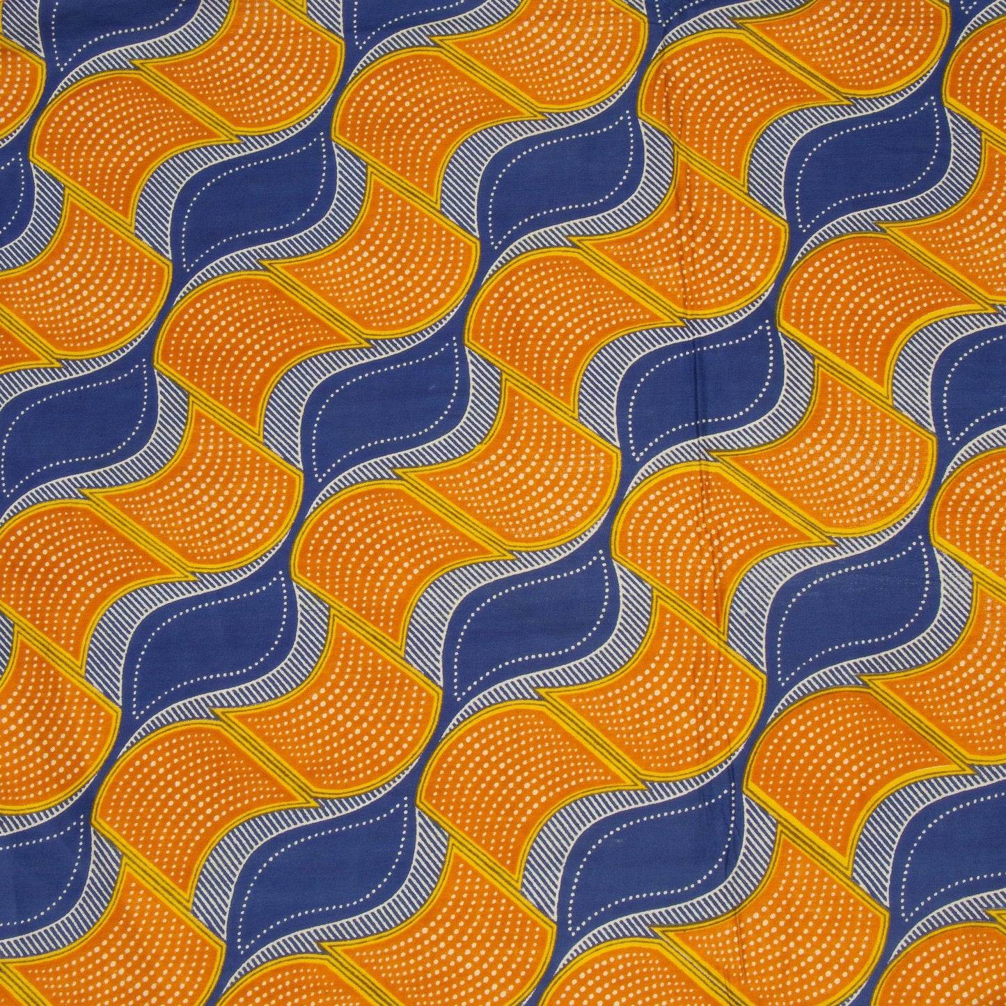 Cotton Wax Prints Diagonal Pools Ochre - Ragland Fabrics