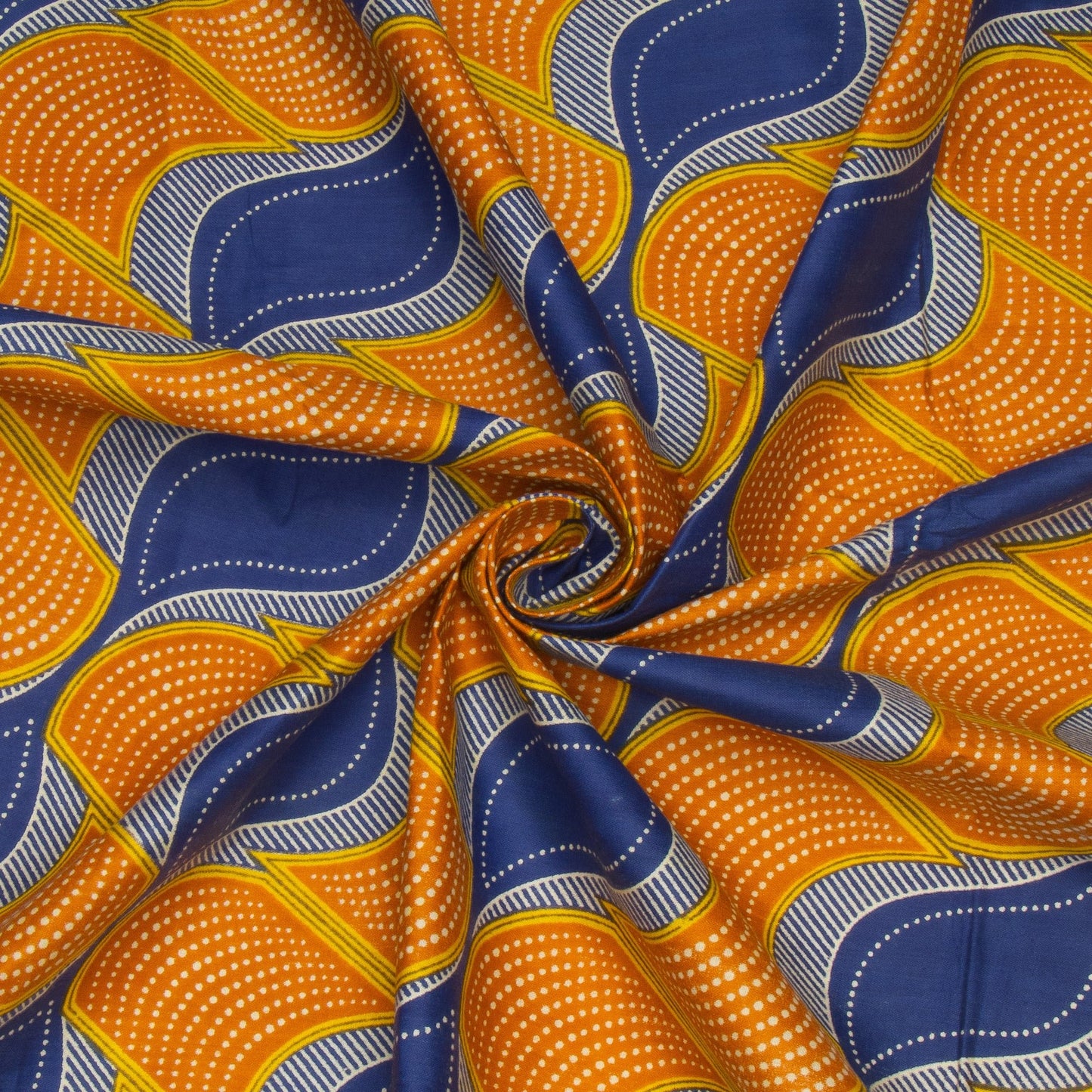 Cotton Wax Prints Diagonal Pools Ochre - Ragland Fabrics