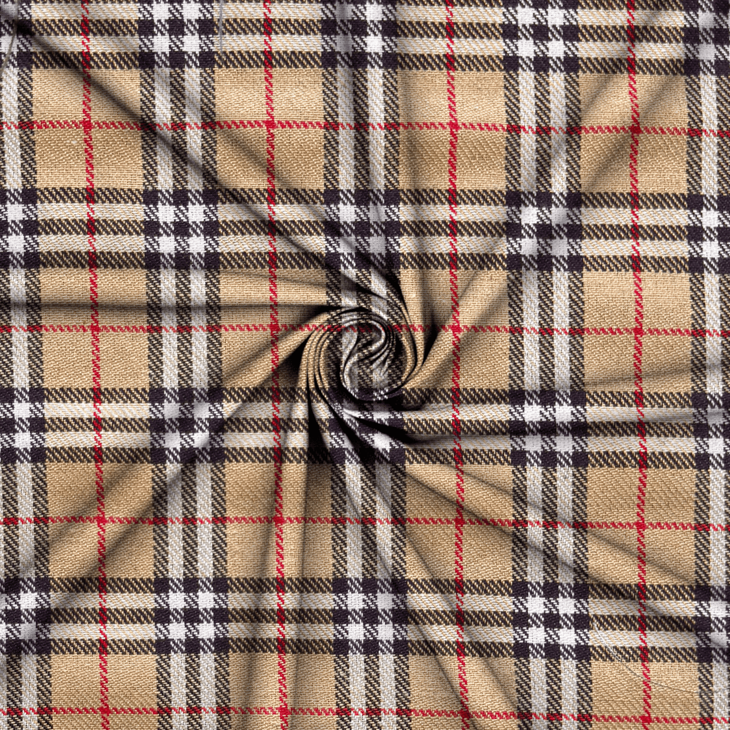 Tartan Check 140cm Beige/White/Red - Ragland Fabrics