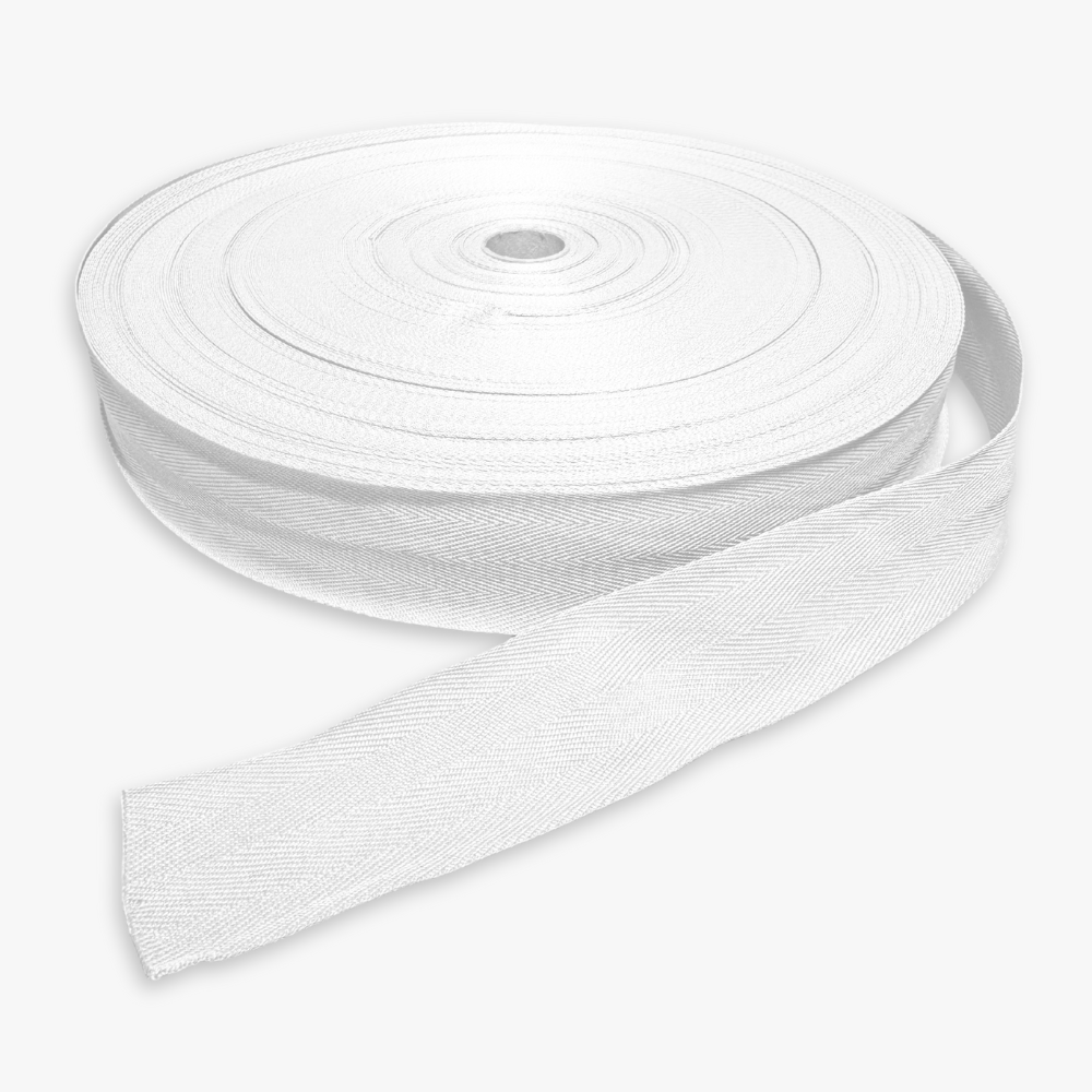 Twill Tape Polyester White 16 38mm - Ragland Fabrics