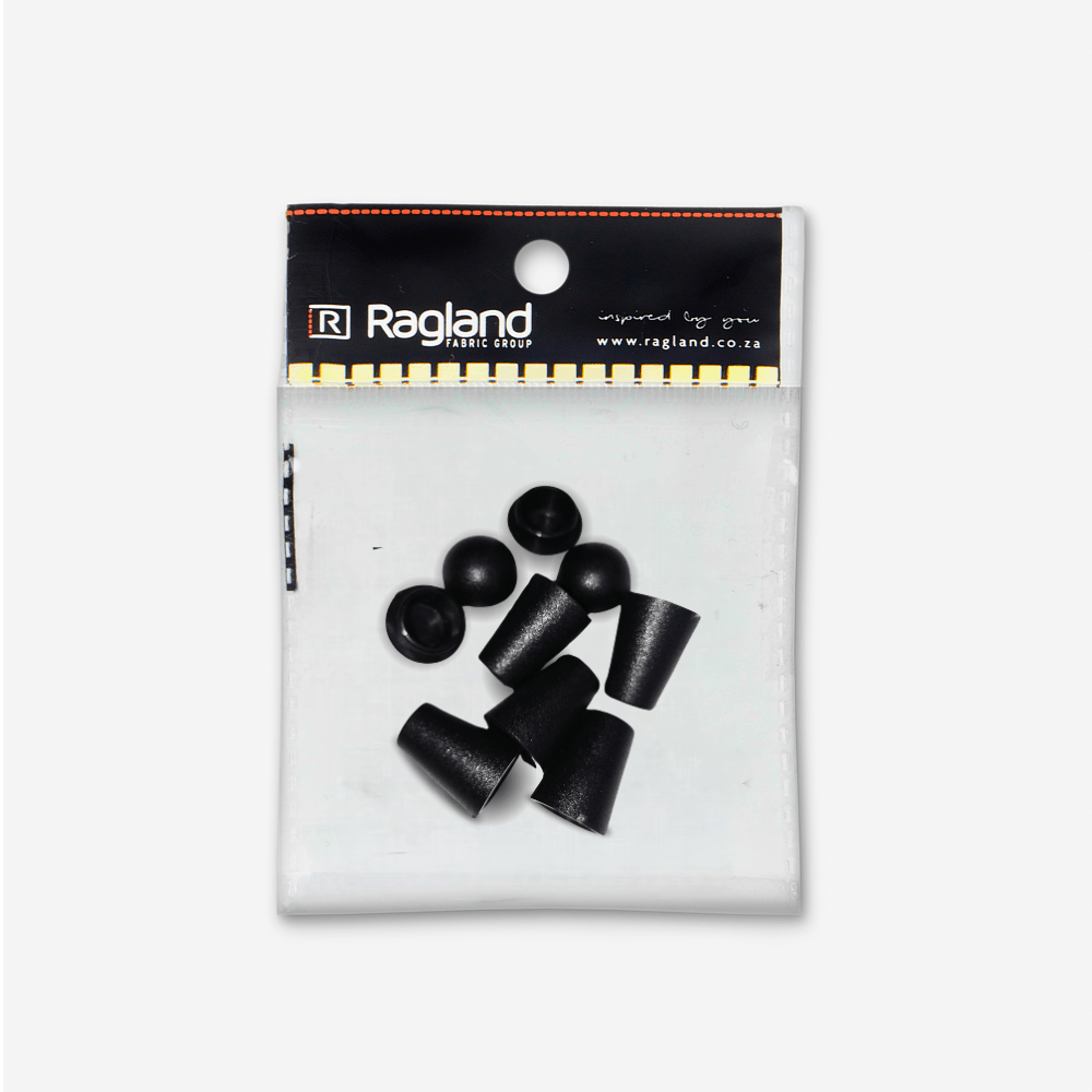 Bell Cord End Caps 5mm Black - Ragland Fabrics