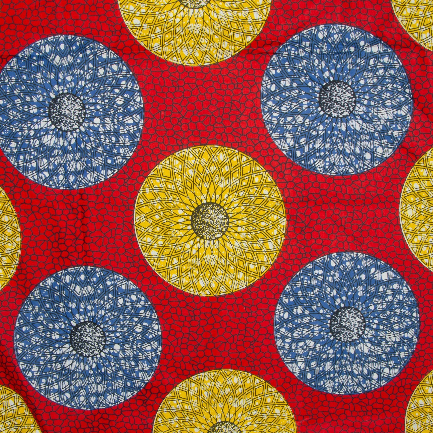 Cotton Wax Prints African Hydrangea Red - Ragland Fabrics