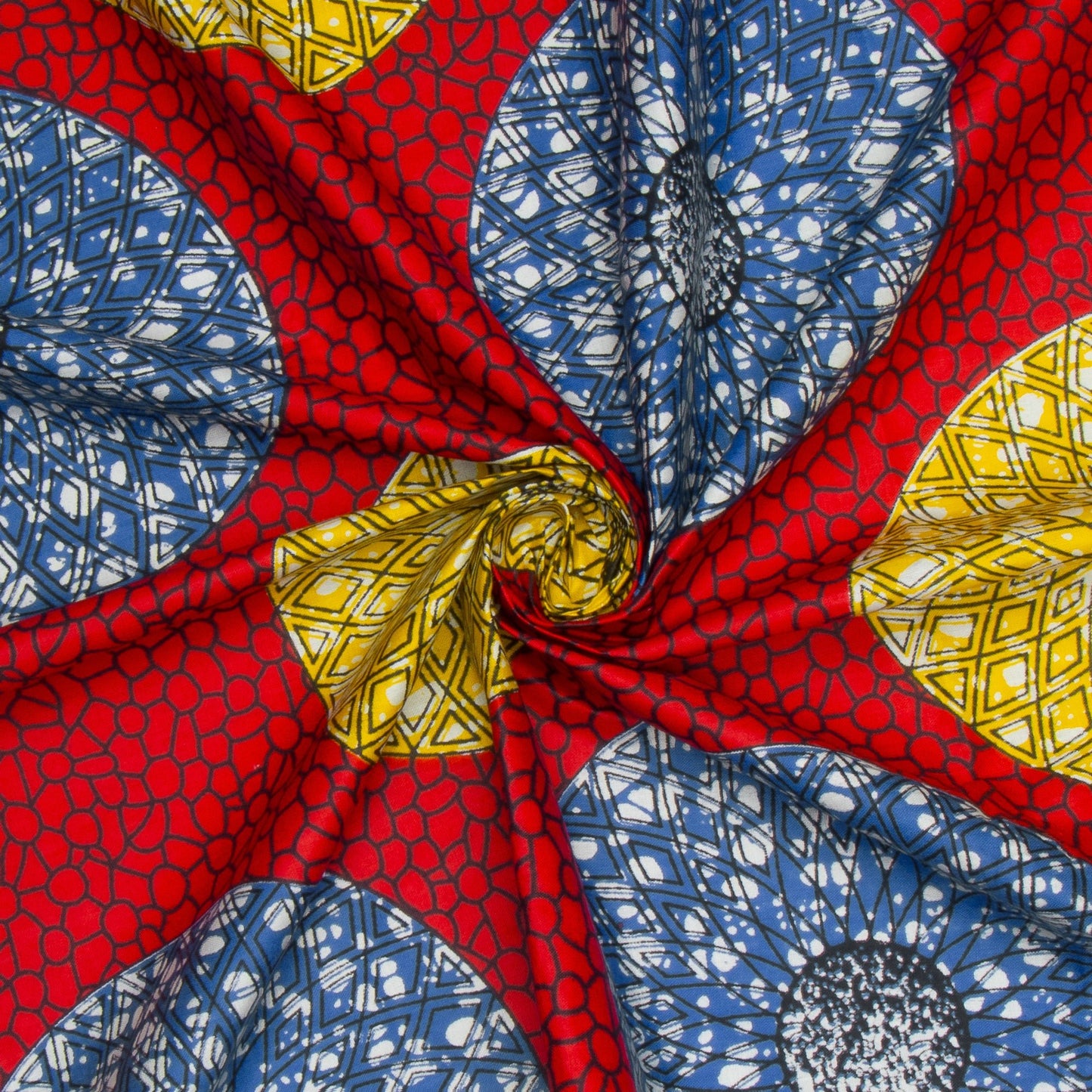 Cotton Wax Prints African Hydrangea Red - Ragland Fabrics