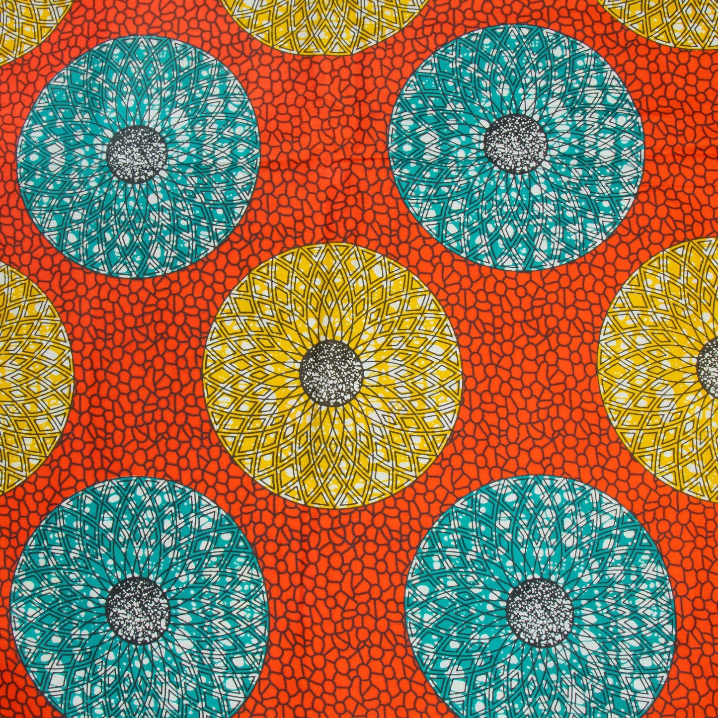 Cotton Wax Prints African Hydrangea Orange - Ragland Fabrics