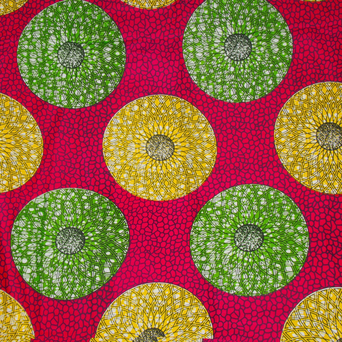 Cotton Wax Prints African Hydrangea Cerise - Ragland Fabrics