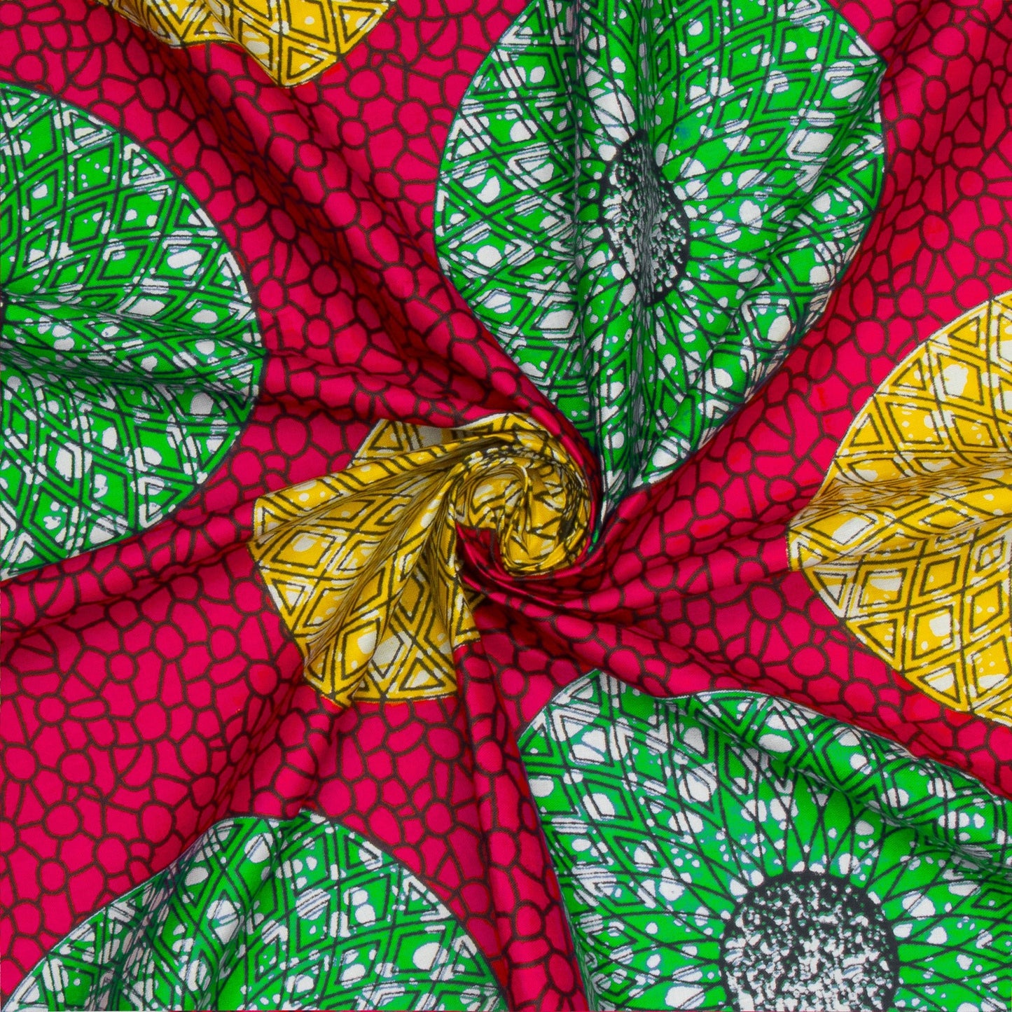 Cotton Wax Prints African Hydrangea Cerise - Ragland Fabrics