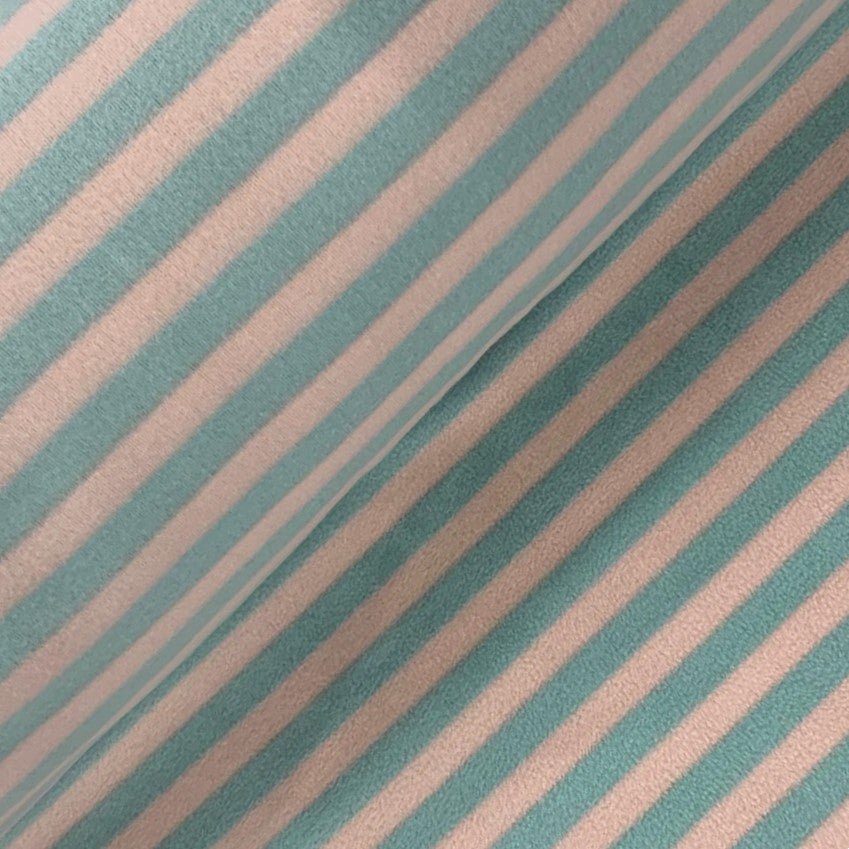 Printed Polar Fleece Peach/Turquoise Stripe - Ragland Fabrics