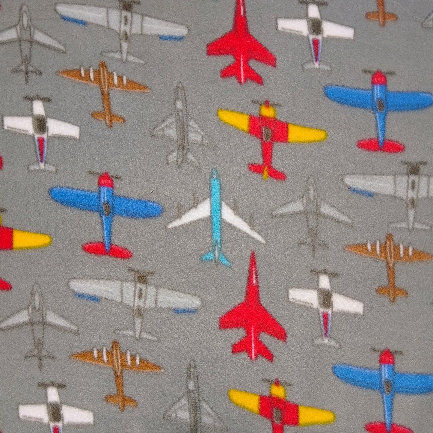 Printed Polar Fleece Planes Grey - Ragland Fabrics
