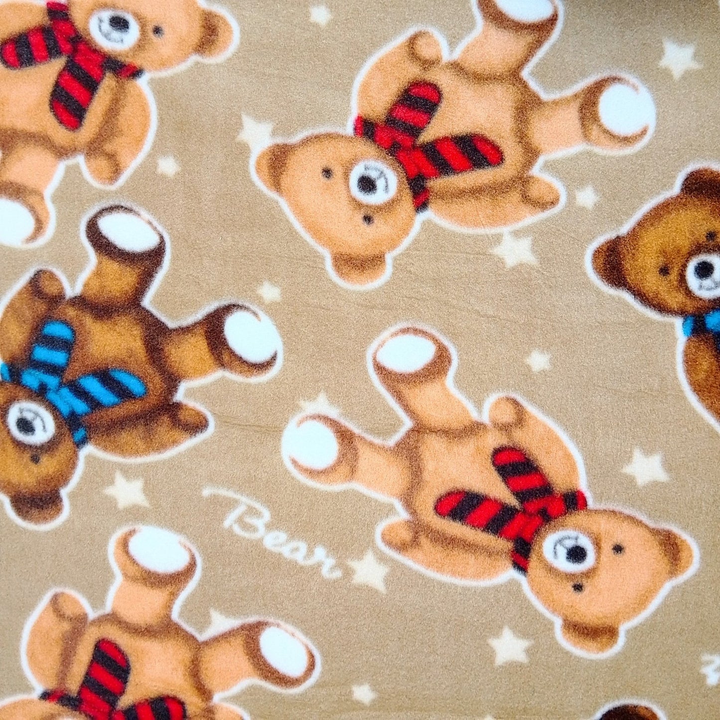 Printed Polar Fleece Teddy Bear Beige - Ragland Fabrics