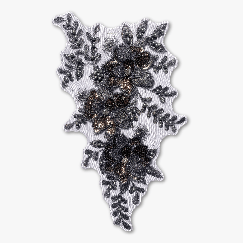 Beaded Bridal Motif - Graceful Slate - Ragland Fabrics