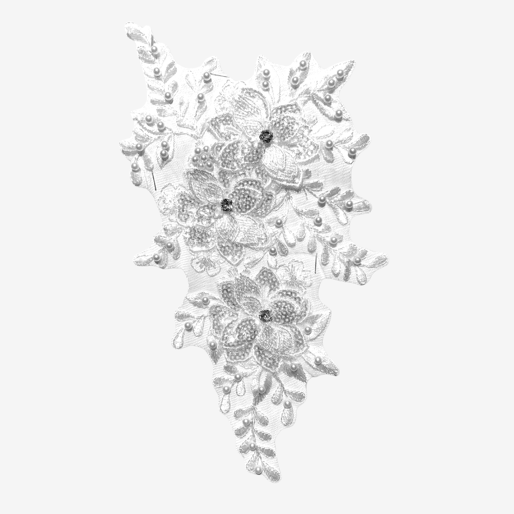 Beaded Bridal Motif - Graceful White - Ragland Fabrics