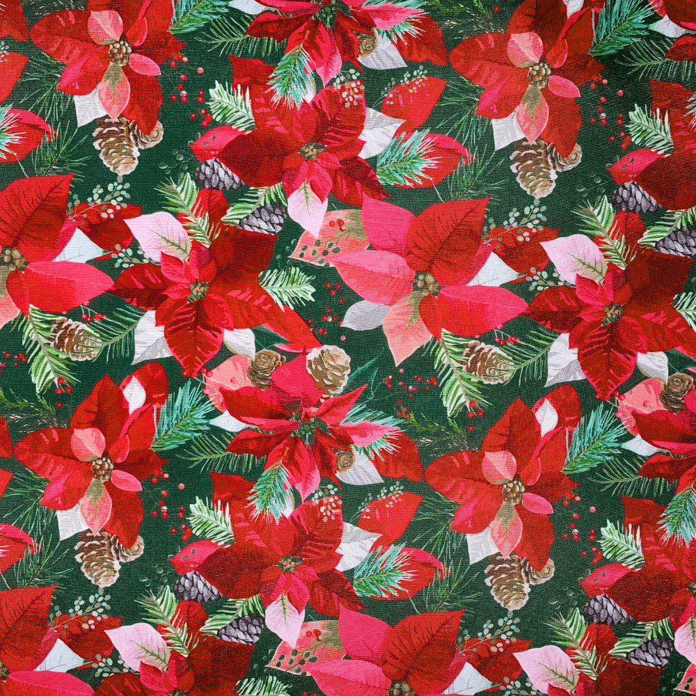 Christmas Printed Mini Matt Pointsettia - Ragland Fabrics