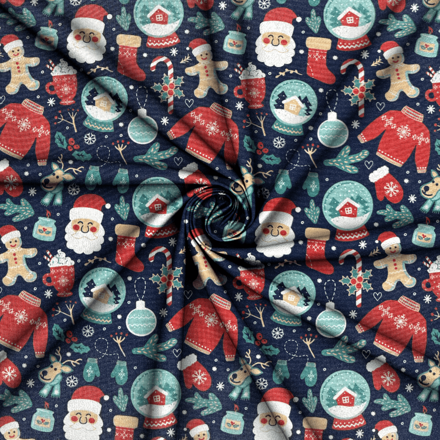 Christmas Printed Mini Matt Santa - Ragland Fabrics