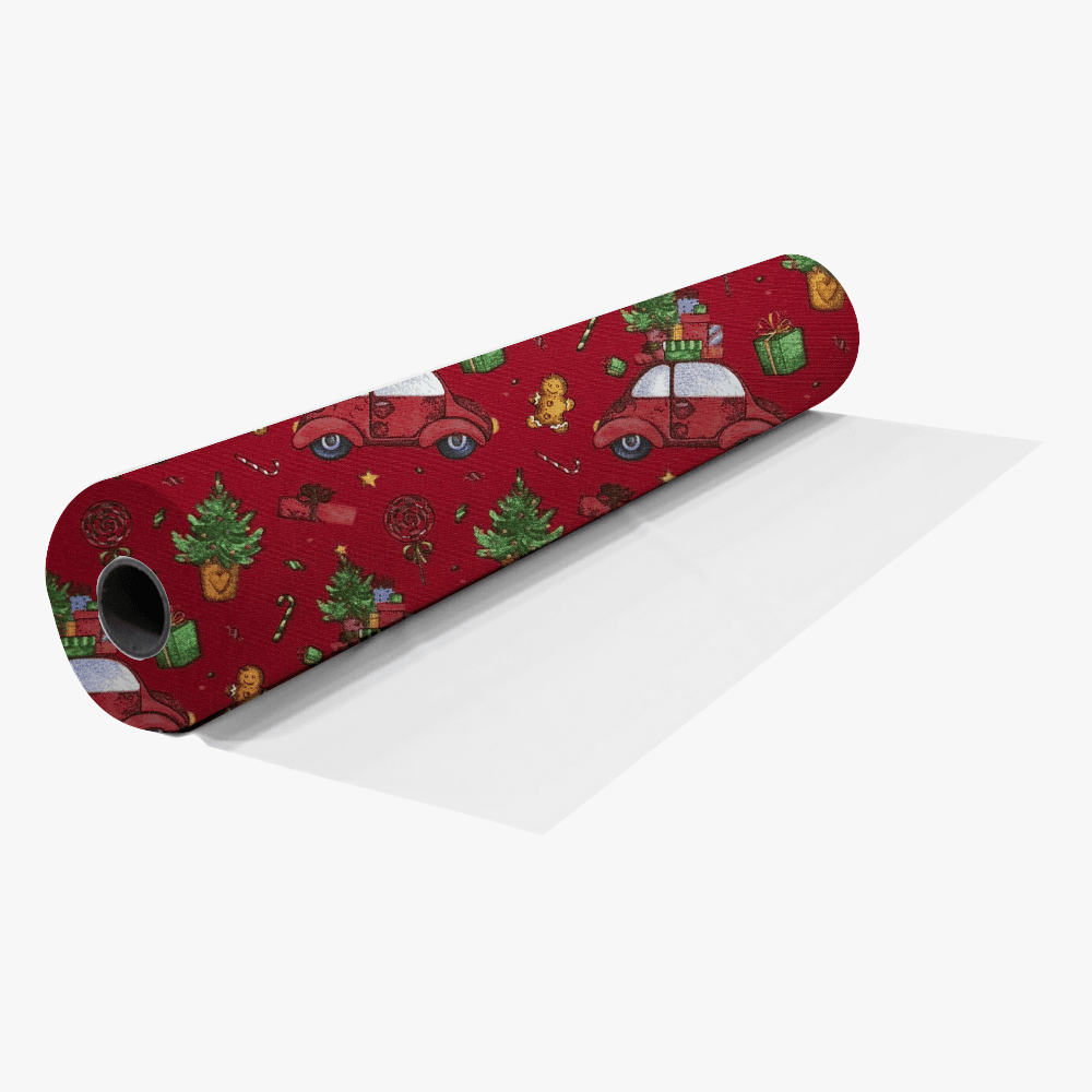 Christmas Printed Mini Matt VW Beetle Red - Ragland Fabrics