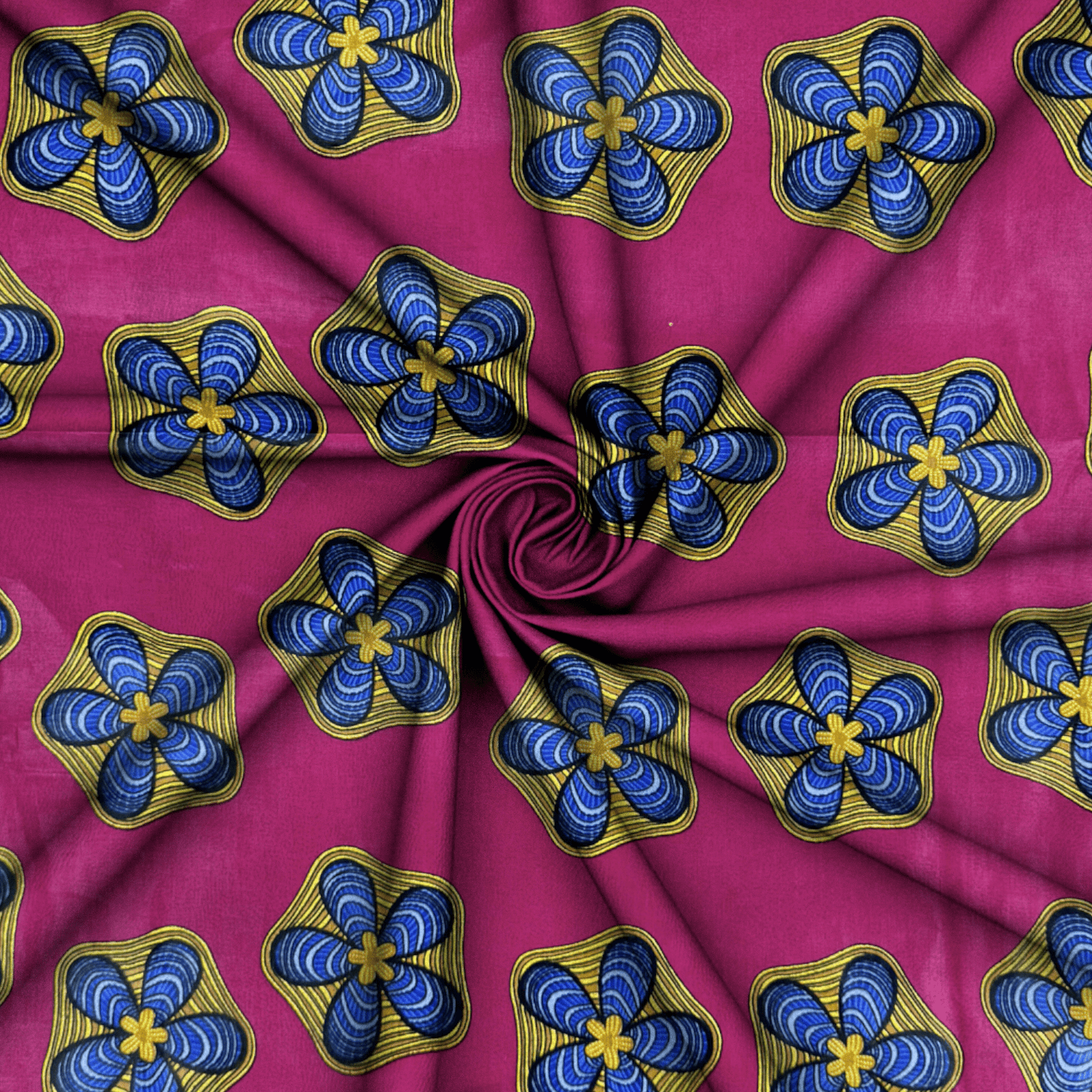 Cotton Wax Prints African Flower Cerise - Ragland Fabrics