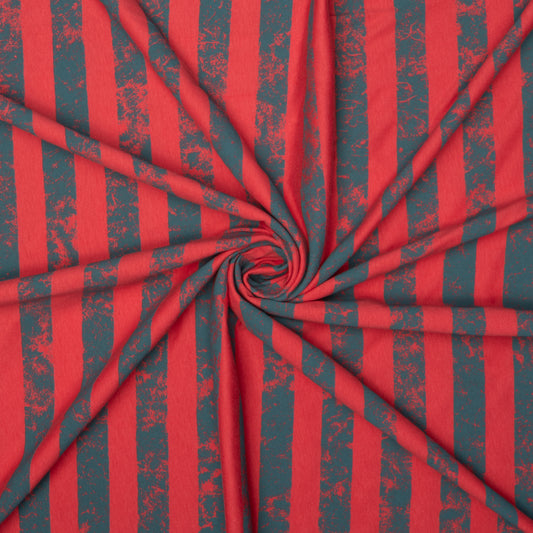 Cotton Knit Grey / Red Stripe