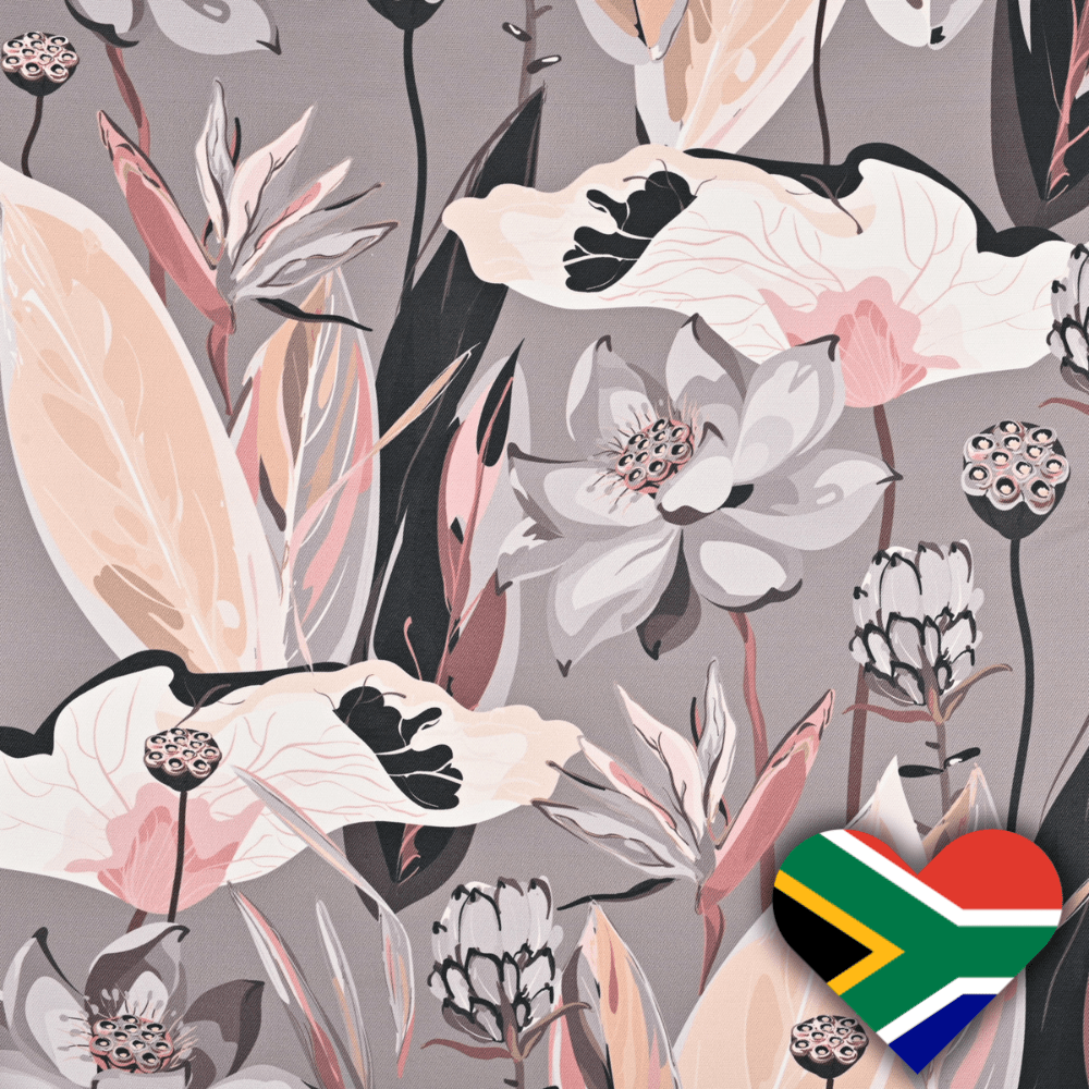 Eco Fabric Peach Blossom Grey 647 - Ragland Fabrics