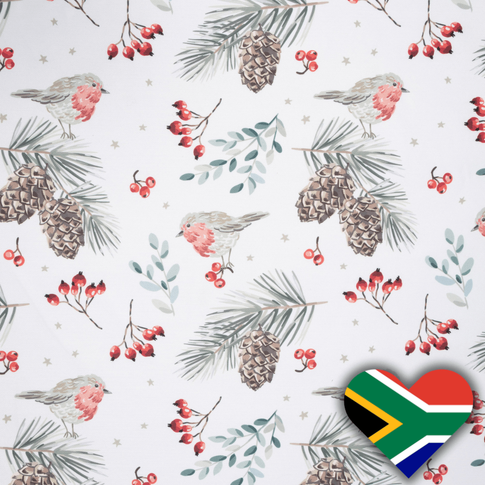 Eco Fabric Pine Cones White 2099 - Ragland Fabrics