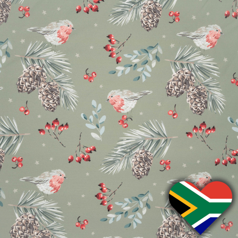 Eco Fabric Pine Cones Olive 2098 - Ragland Fabrics