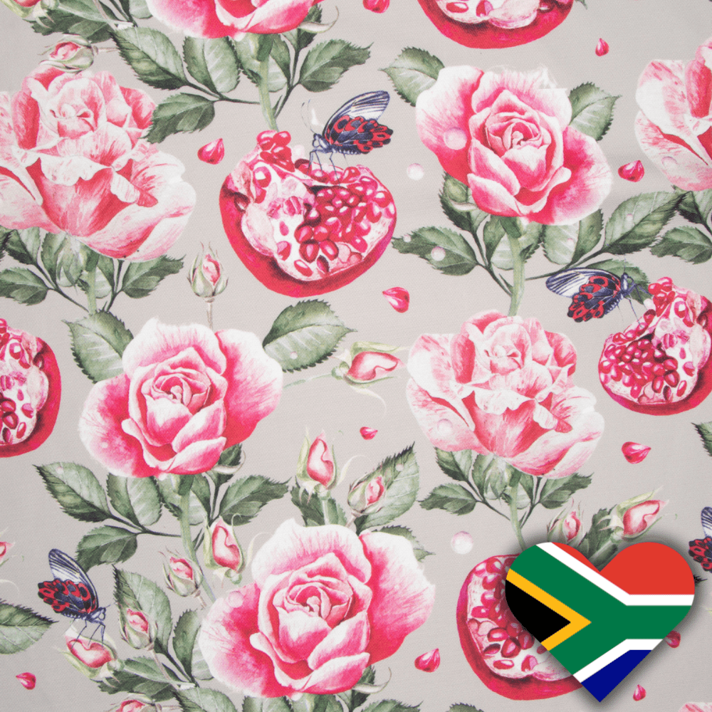 Eco Fabric Pomegranate Beige 140cm - Ragland Fabrics