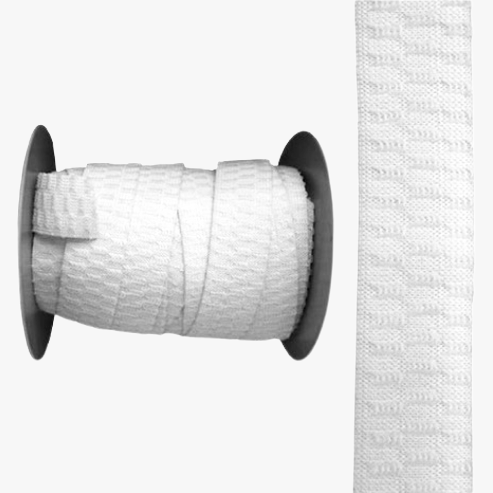 Elastic Non Curl 25mm White - Ragland Fabrics