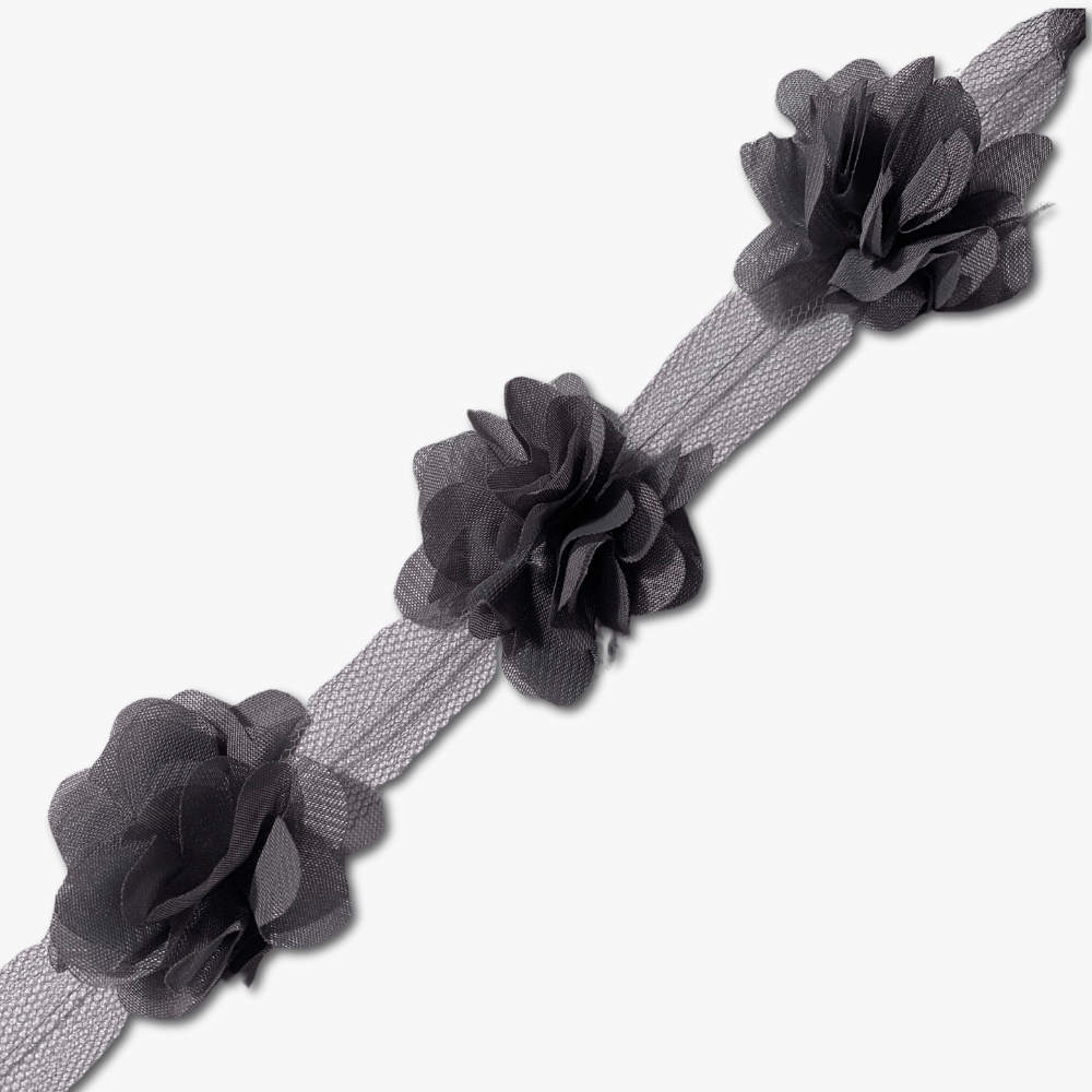Cut Out Flower Lace - Grey (Per Met) - Ragland Fabrics