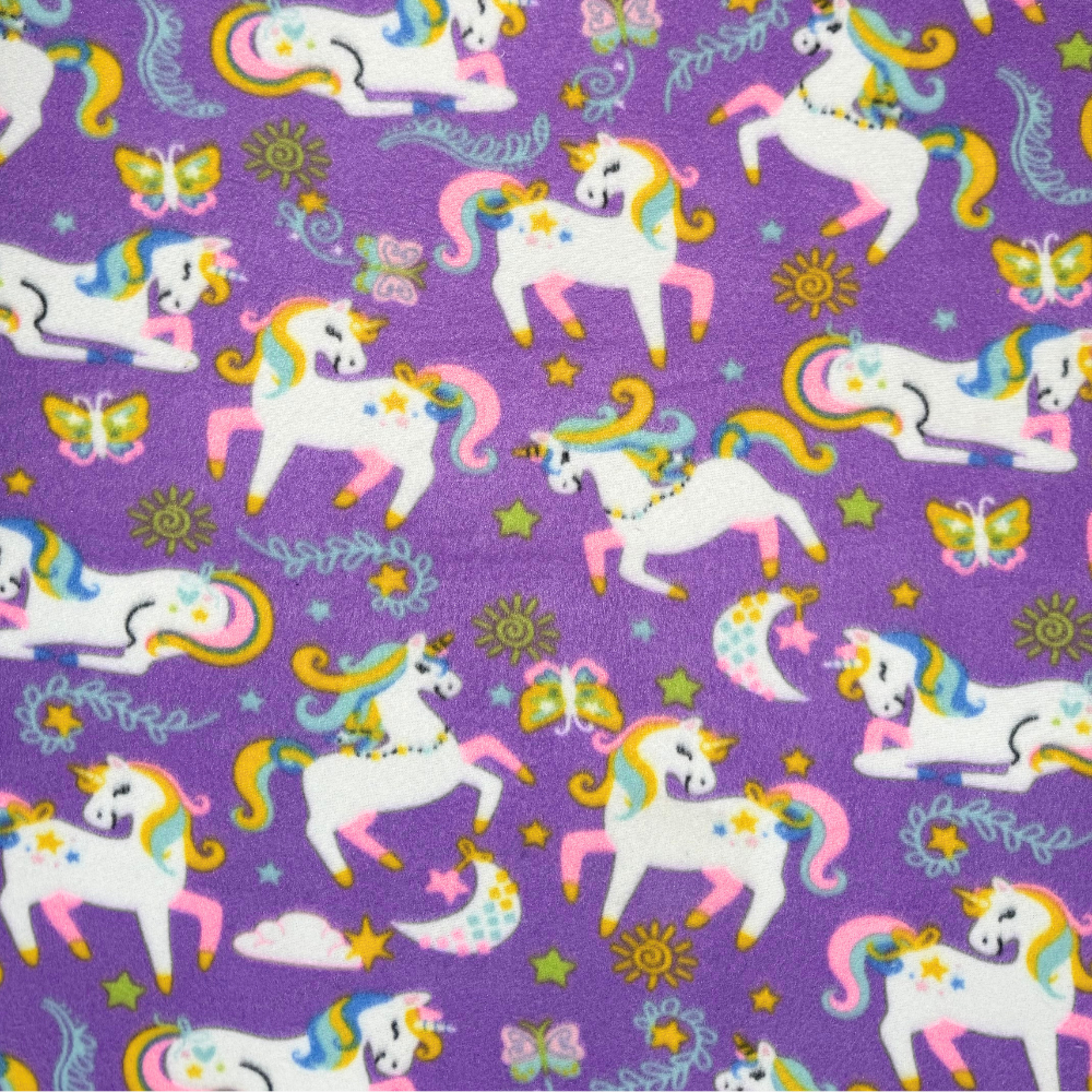 Printed Polar Fleece Lilac Unicorn
